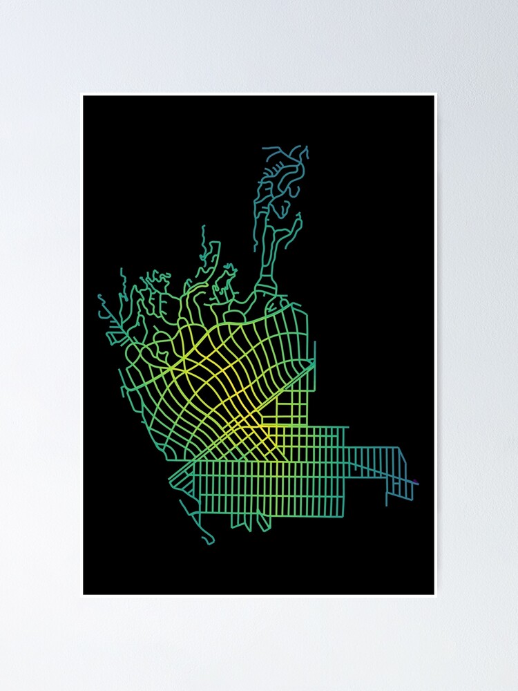 Alternate view of Beverly Hills, LA, USA Colored Street Network Map Graphic Poster