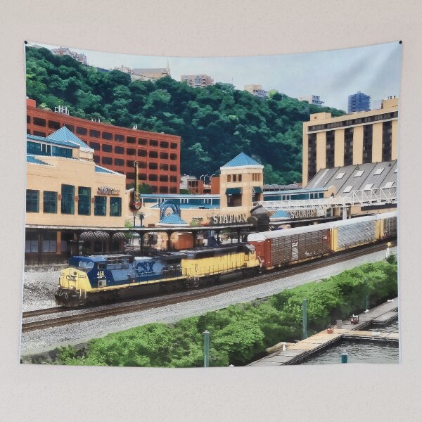 Item preview, Pittsburgh PA - Freight Train Going By Station Square designed and sold by Susan Savad.