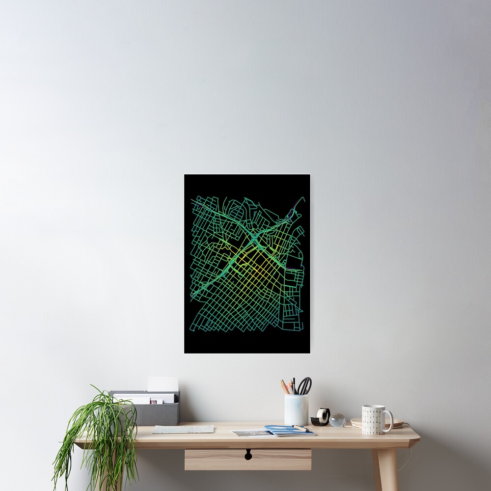 Bunker Hill, LA, USA Colored Street Network Map Graphic Poster