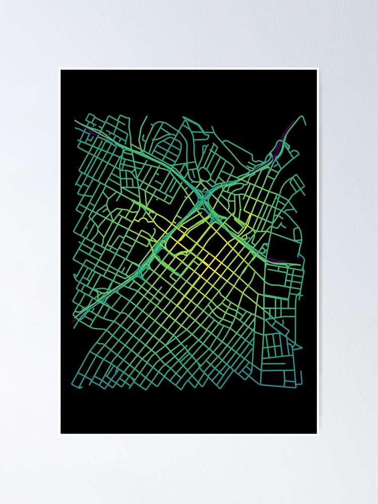 Alternate view of Bunker Hill, LA, USA Colored Street Network Map Graphic Poster