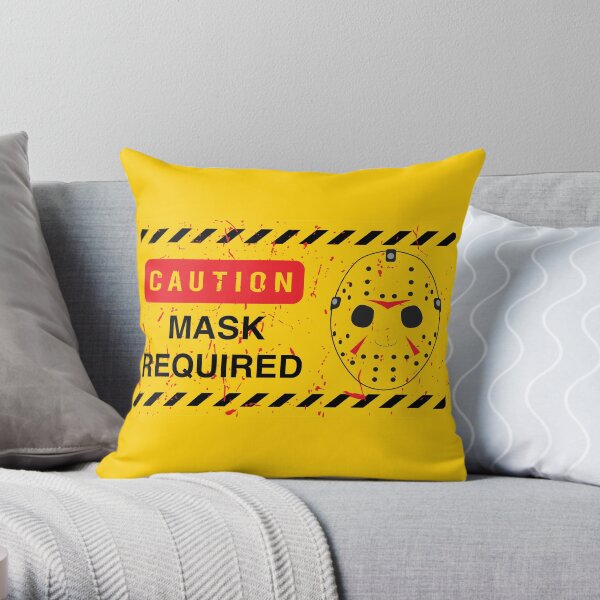 Caution Jason Land Throw Pillow