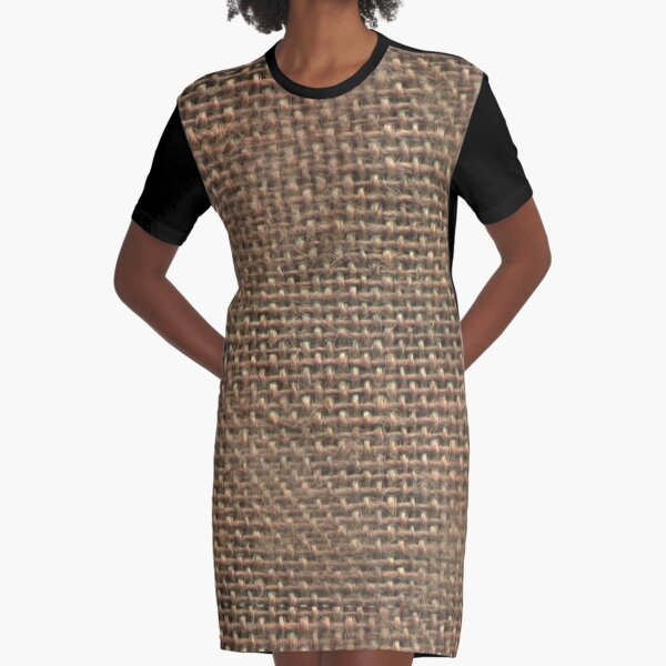 Hessian. Burlap. Course Fabric. Graphic T-Shirt Dress