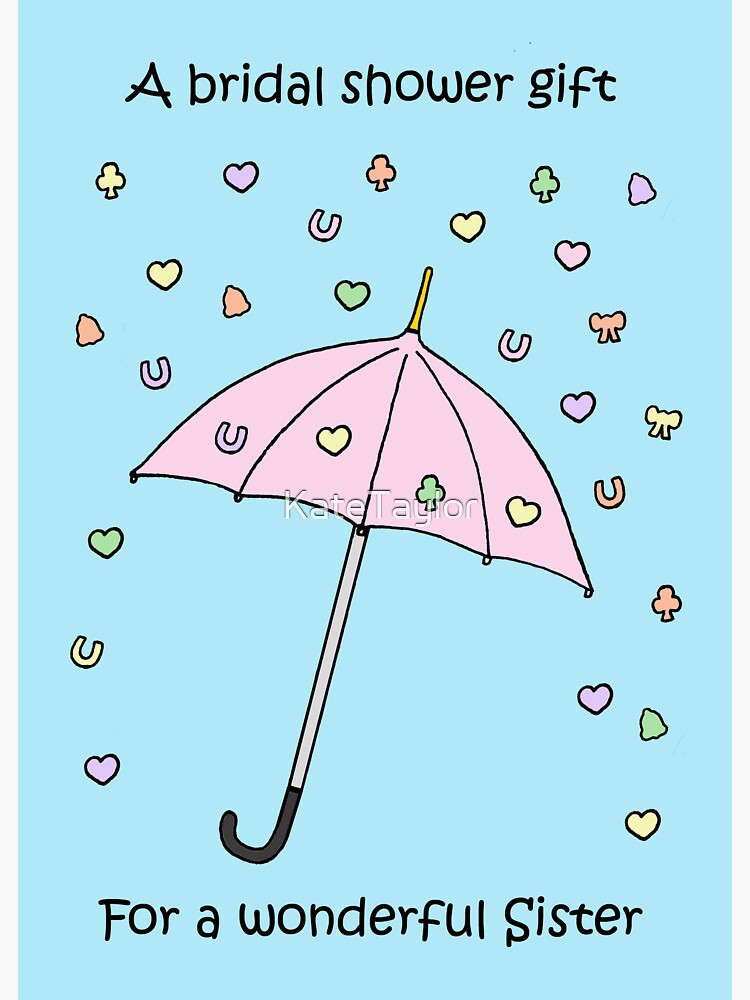 "Bridal Shower Gift for Sister Umbrella and Confetti" Sticker for Sale by KateTaylor Redbubble