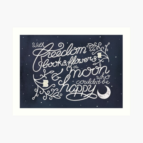 Oscar Wilde Moon Books Quote Calligraphy Stars Art Print