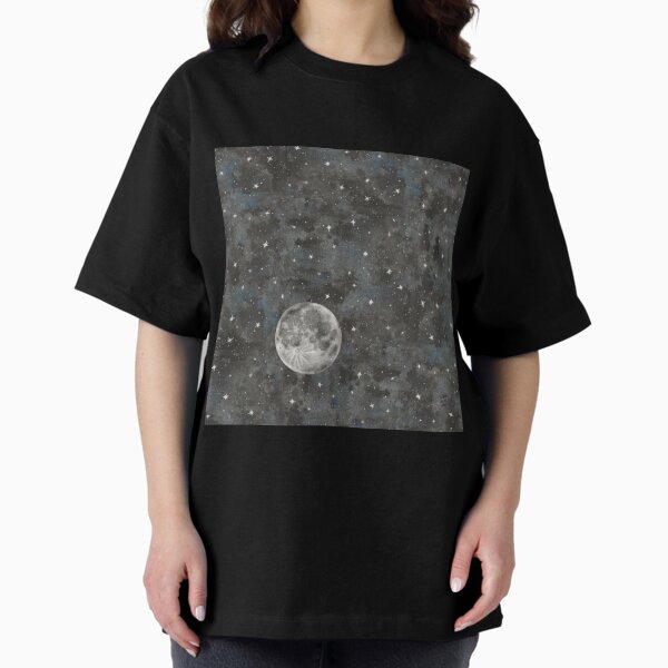 Watercolor Space Stars Moon Oversized T-Shirt