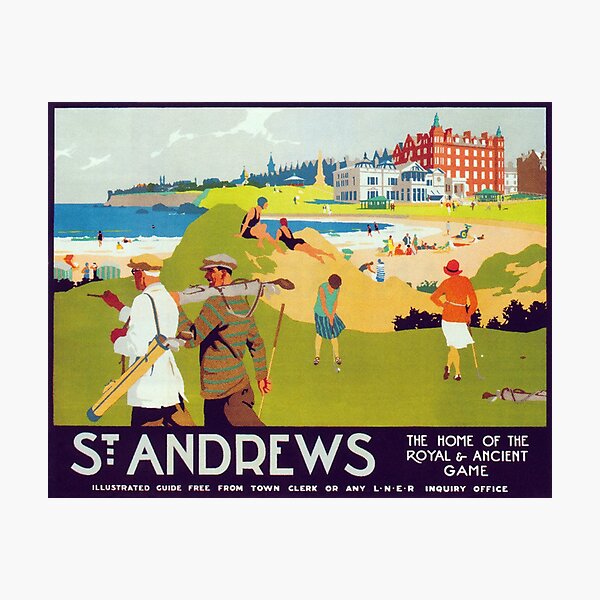 Aperçu de l'œuvre St. Andrews Scotland Golfers Affiche de golf vintage créée et vendue par vintagevivian.