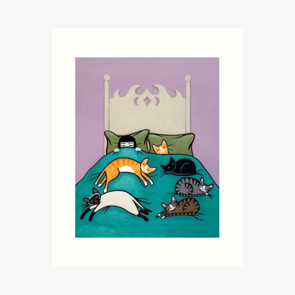 Item preview, Bed Time with Cats designed and sold by KilkennyCat Art.