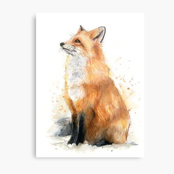 Watercolor Fox Painting Metal Print