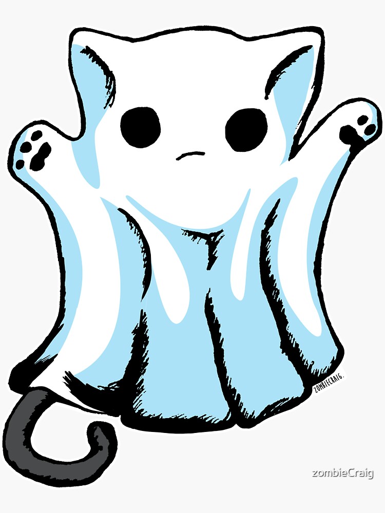 Cute Boo Ghost Cat Halloween by zombieCraig