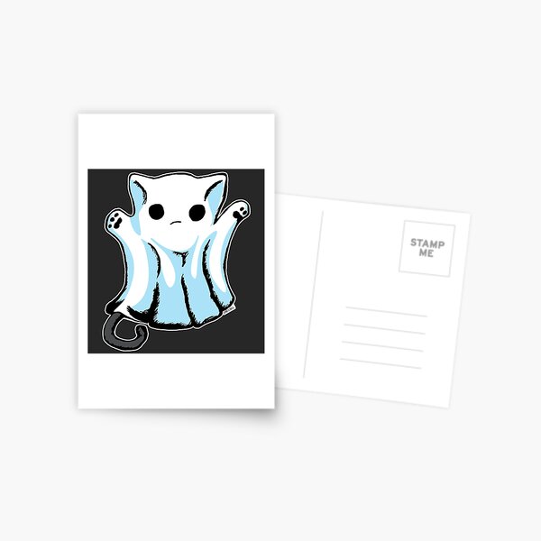 Cute Boo Ghost Cat Halloween Postcard