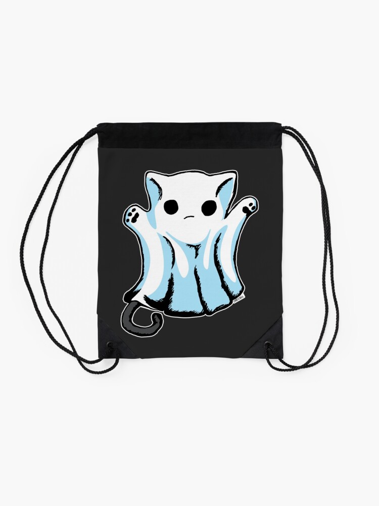 Alternate view of Cute Boo Ghost Cat Halloween Drawstring Bag