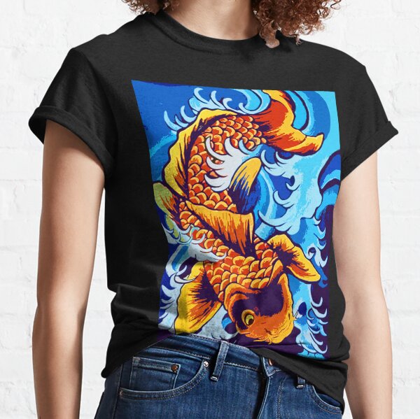 Koi Carp Japanese T Shirt Japan Calligraphy Fish Dragon Samurai Mens Women  Tee
