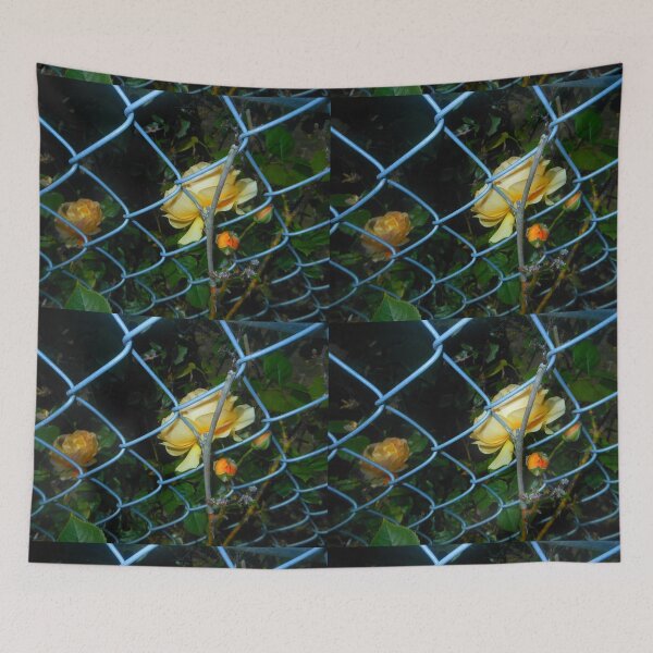 Item preview, yellow rose behind fence 09/20/18 designed and sold by Shellaqua.