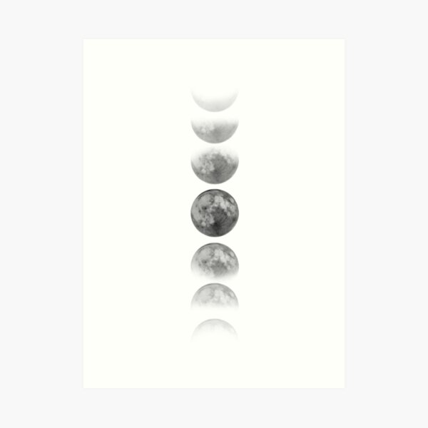 Phases of the Moon - gray Art Print