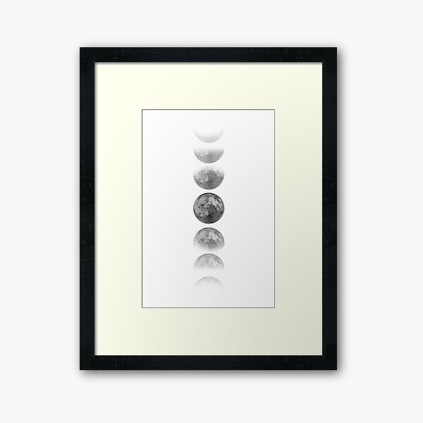 Phases of the Moon - gray Framed Art Print