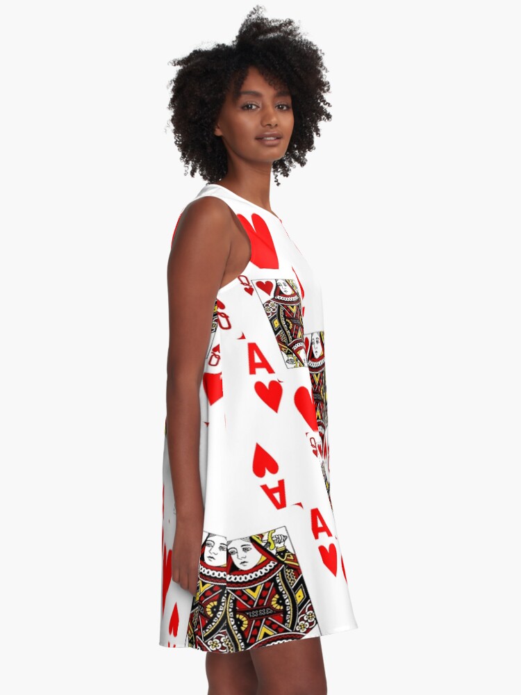 Alternate view of RED QUEEN OF HEARTS & ACES PLAYING CARDS ARTWORK A-Line Dress