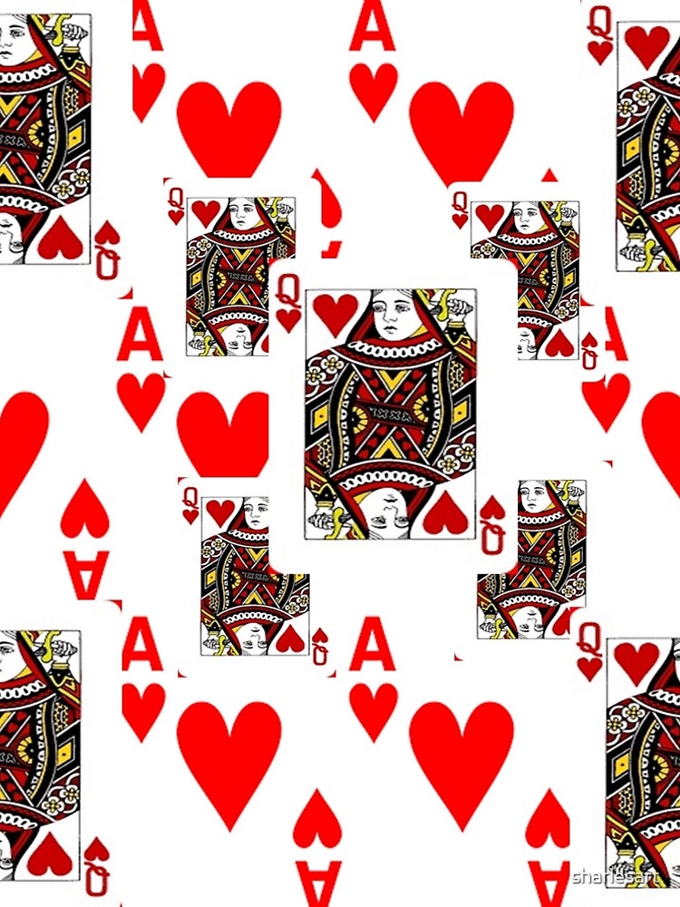 RED QUEEN OF HEARTS & ACES PLAYING CARDS ARTWORK by sharlesart