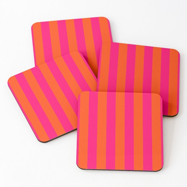 Item preview, Bright Neon Pink and Orange Vertical Cabana Tent Stripes designed and sold by podartist.