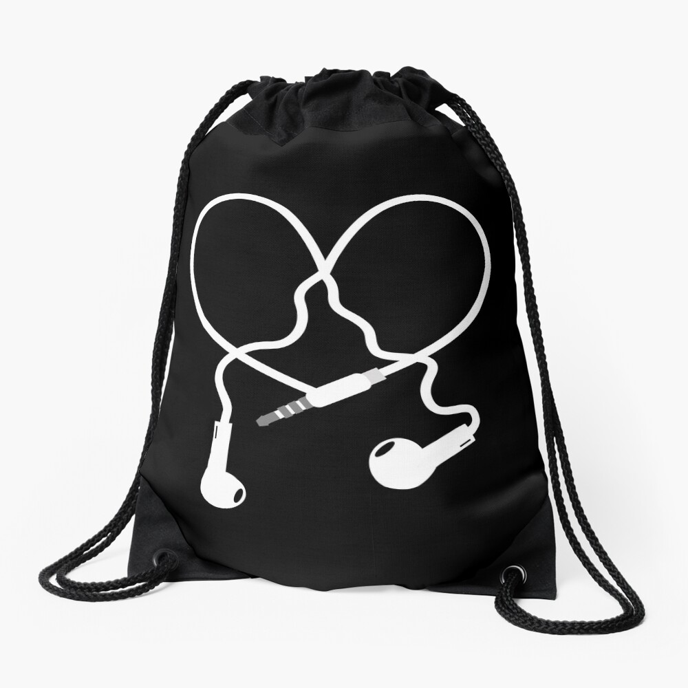 "Love Music Headphones" Drawstring Bag by umeimages Redbubble