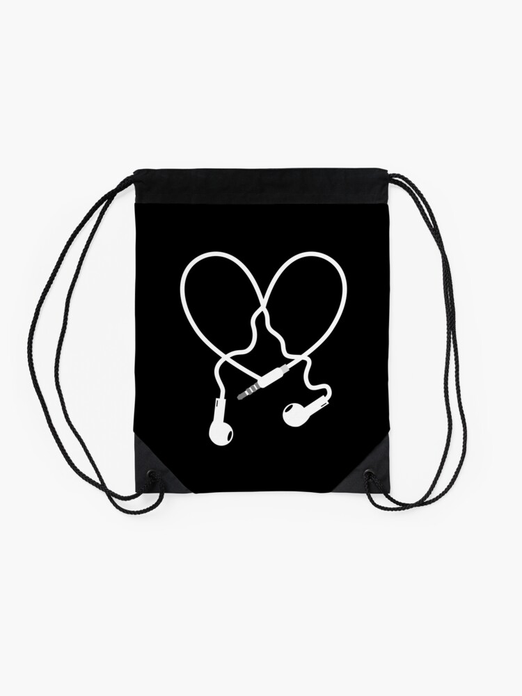 "Love Music Headphones" Drawstring Bag by umeimages Redbubble