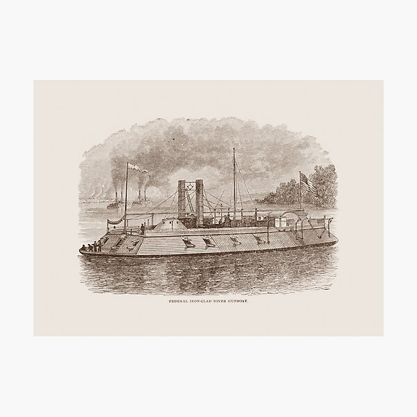 Item preview, Ironclad River Gunboat Engraving - Union Civil War designed and sold by warishellstore.
