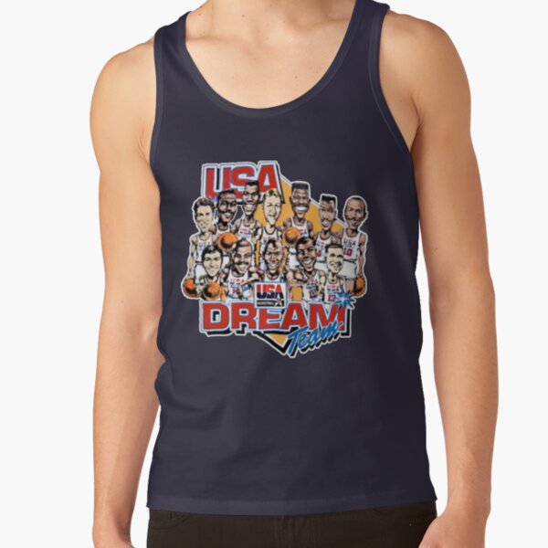 Usa Dream Team Retro Cartoon Worn Look T Shirt Tank Top