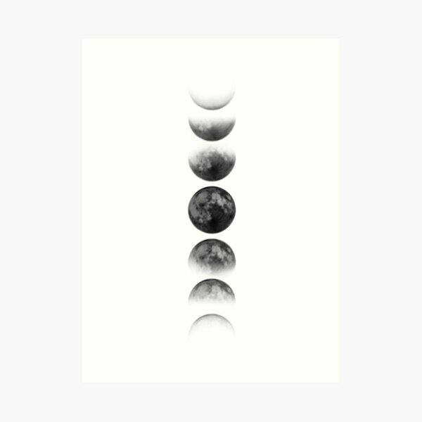 Phases of the Moon - Black Art Print