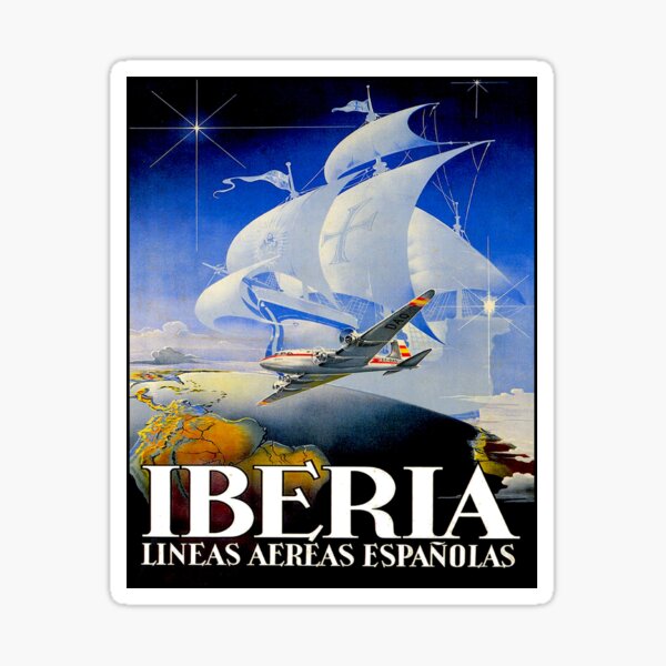 IBERIA AIRLINES: Publicidad publicitaria de viajes vintage Pegatina