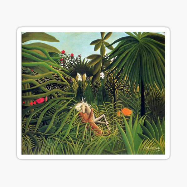 Aperçu de l'œuvre Jaguar attaquant un cheval - Henri Rousseau créée et vendue par forgottenbeauty.
