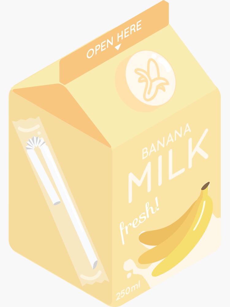 Banana Milk Carton Sticker For Sale By Zkallista Redbubble