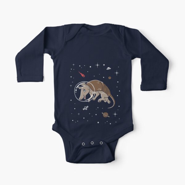 Armadillo In Space T-Shirt - Cute Cartoon Armadillo Long Sleeve Baby One-Piece