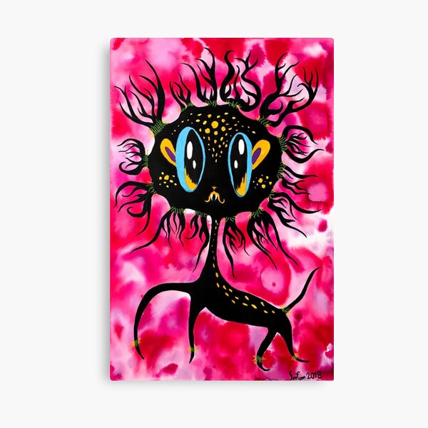 Black deer walking thru The pink Sakura leaf forest Canvas Print
