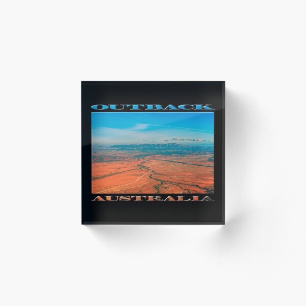 Outback Track (poster on black) Acrylic Block