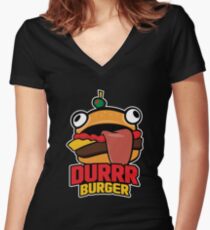 Durrr Burger Women's Fitted V-Neck T-Shirt