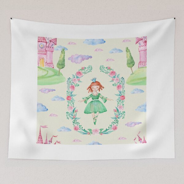 Item preview, Princess, castle, seamless pattern, watercolor, children, designed and sold by mitrushova.