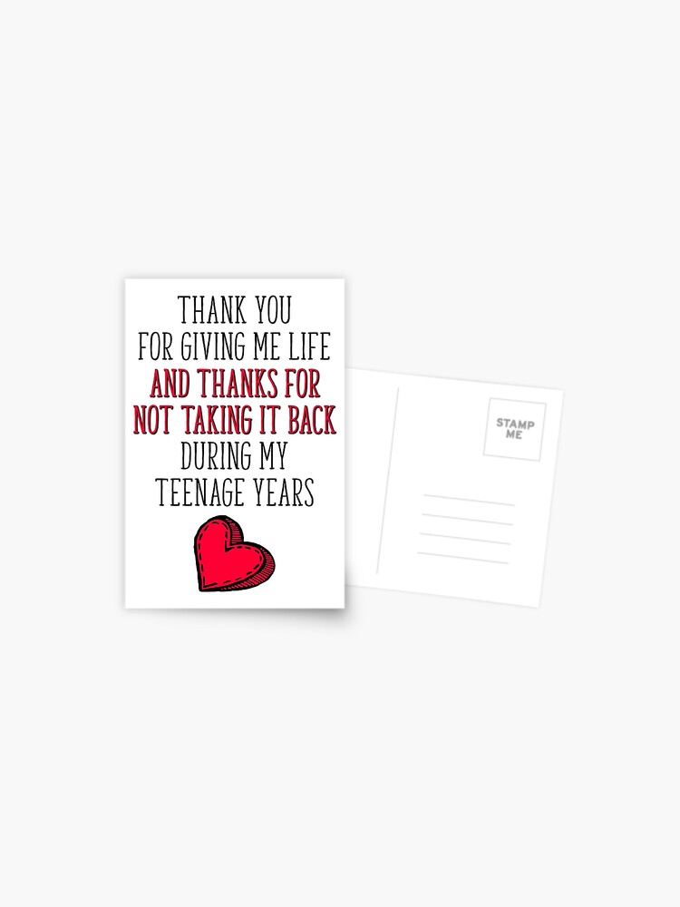 Funny Mother S Day Card Thank You Mom Birthday Card Postcard By Thenc Redbubble