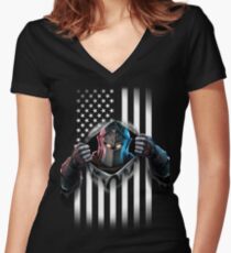 Black Knight American Flag Women's Fitted V-Neck T-Shirt