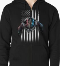 Black Knight American Flag Zipped Hoodie