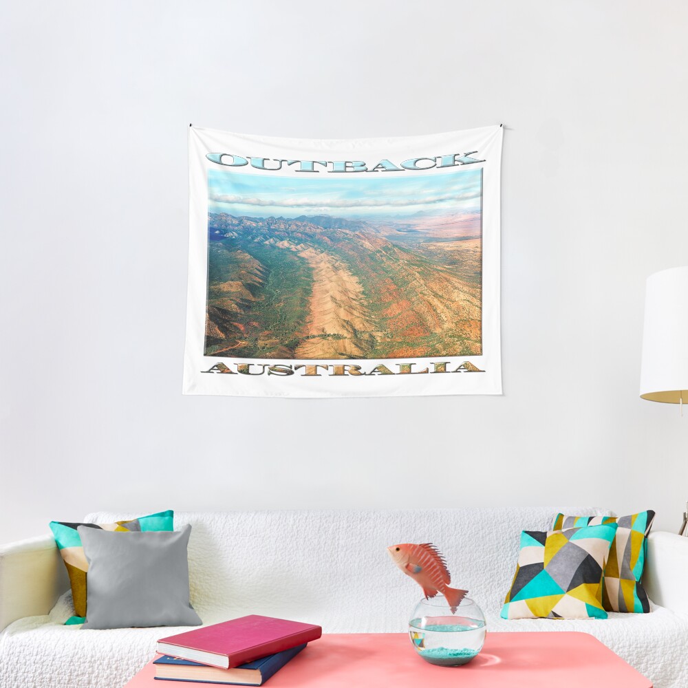 Outback Mountains (poster on white) Tapestry