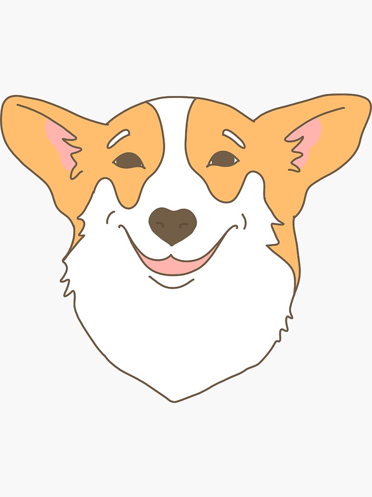 "Cute Smiling Corgi Cartoon Dog" Sticker by CarlosAlberto | Redbubble