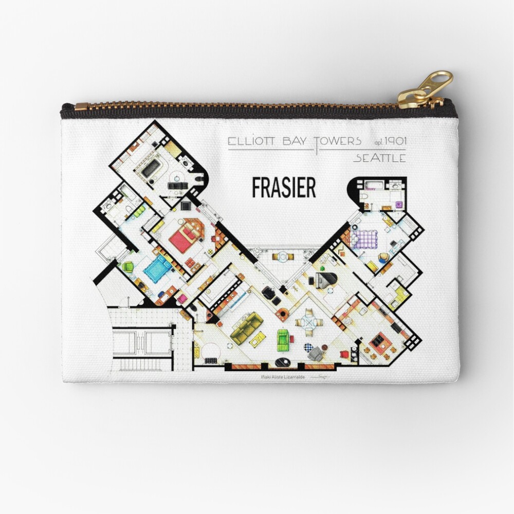 Frasier Apartment Floorplan Zipper Pouch By Nikneuk Redbubble