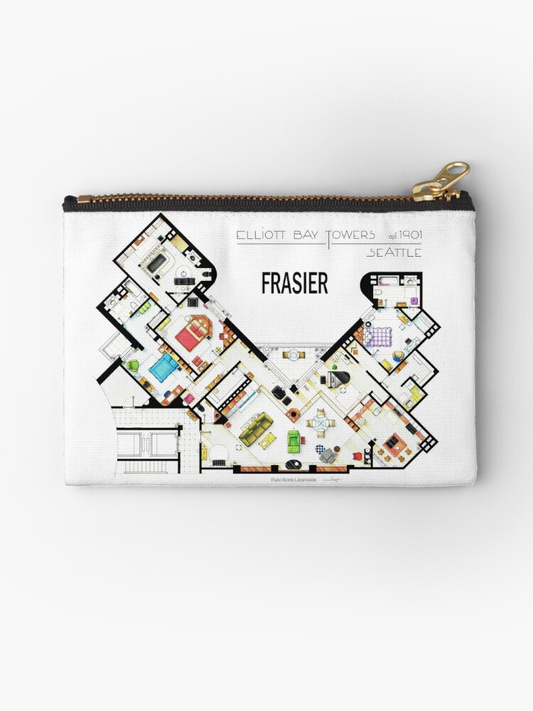Frasier Apartment Floorplan Zipper Pouch By Nikneuk Redbubble