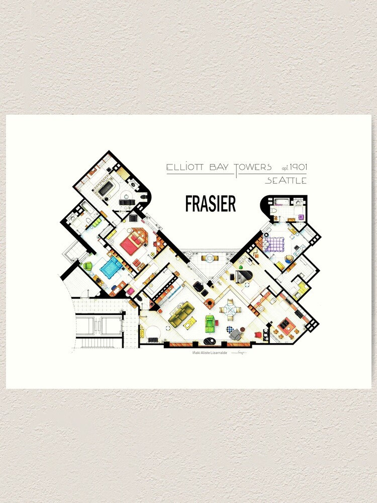 Frasier Apartment Floorplan Art Print By Nikneuk Redbubble