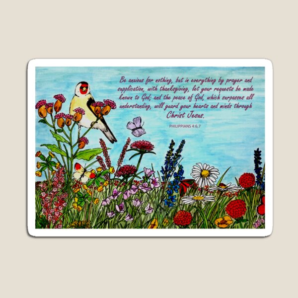 Flower Meadow - With Philippians 4:6,7 Bible Verses Magnet