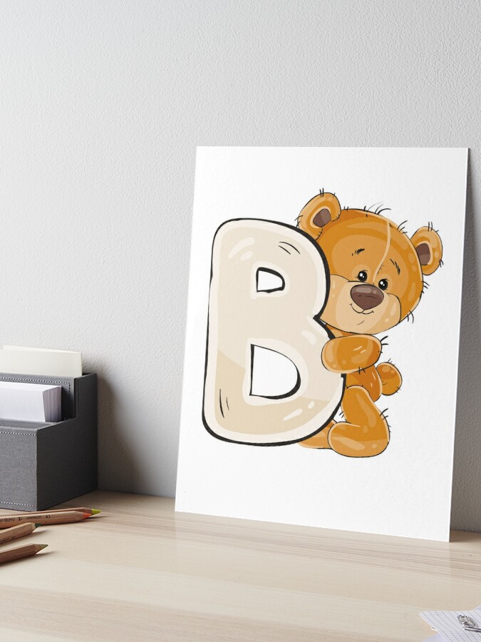 Letter B monogram cute Print Art Peter bear\