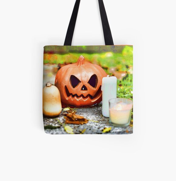 Pumpkin with Candles All Over Print Tote Bag