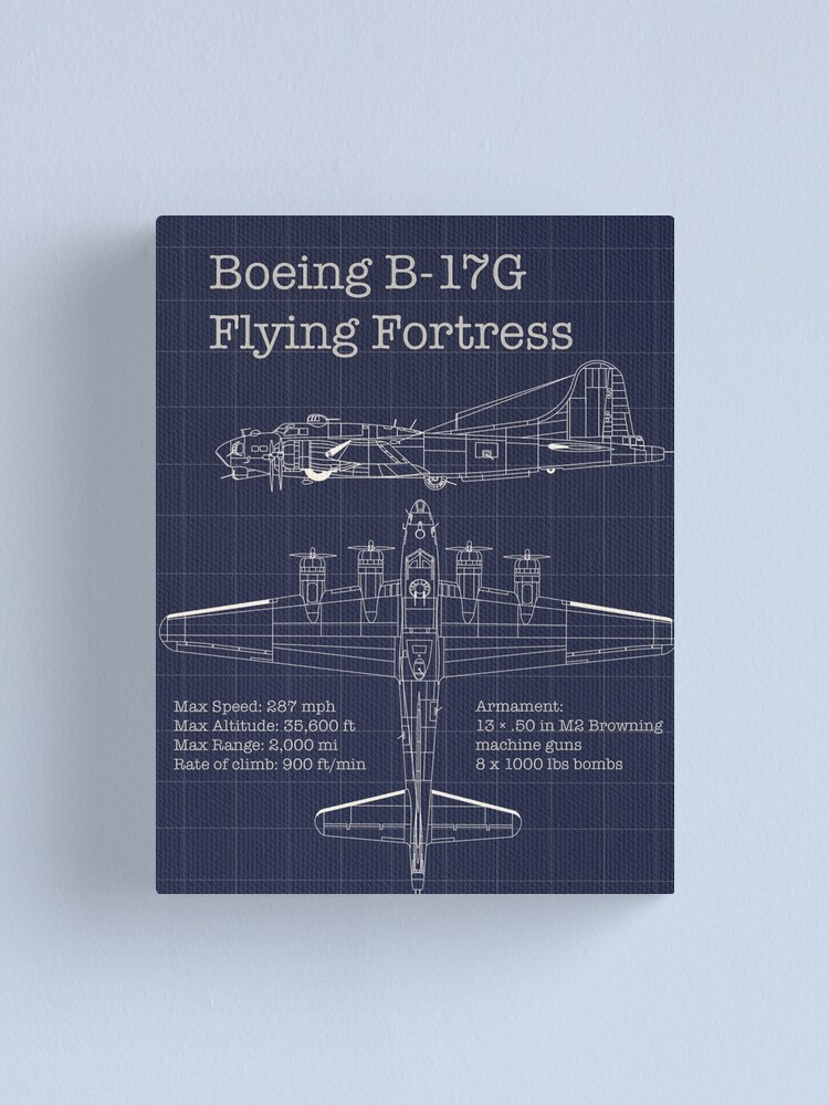 Boeing B 17 Flying Fortress Blueprint Canvas Print By Grayhanch Redbubble