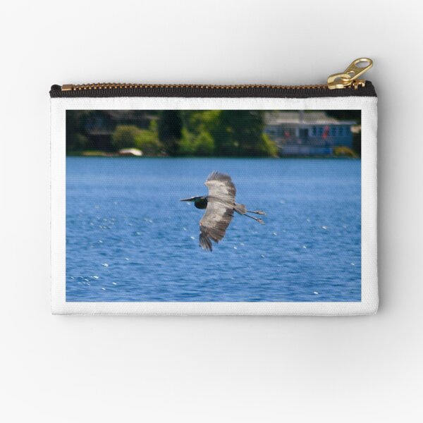 Blue Heron in Flight Zipper Pouch