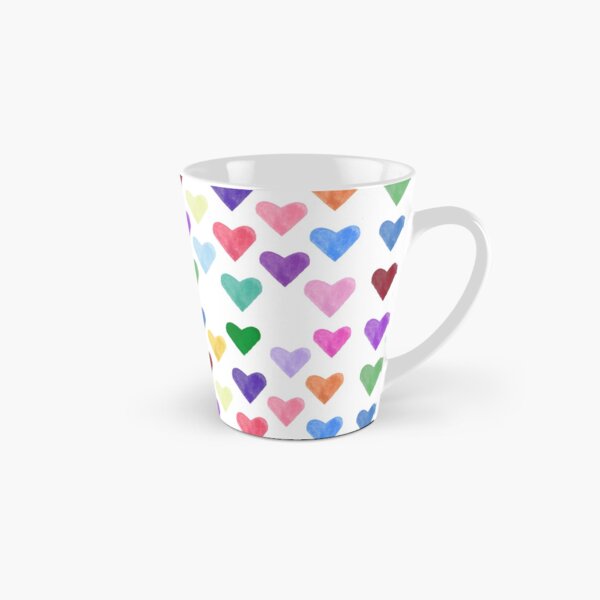 Watercolor Hearts Pattern Tall Mug