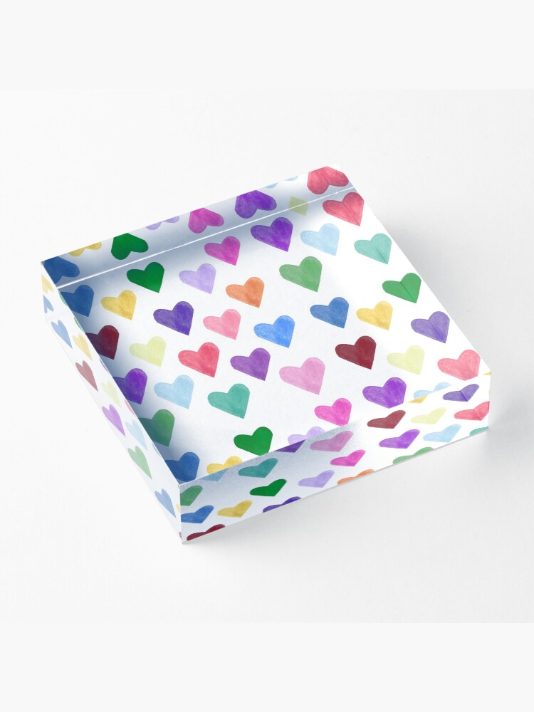 Alternate view of Watercolor Hearts Pattern Acrylic Block